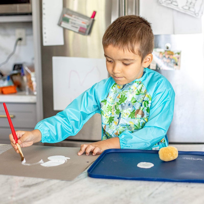 green sprouts Easy-wear Long Sleeve Bib | Waterproof Protection | Flipped Pocket, Soft Material, Easy Clean Smock - Image 2